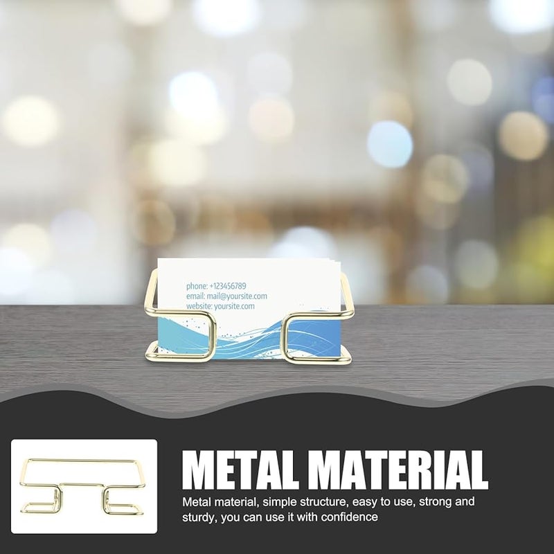 Gold Metal Business Card Holder 2 Pcs Vertical Desk Organizer Office Reception Display Stand - Image 4